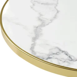 Table bistrot ronde effet marbre blanc pied fonte Ø60 cm TORANO
