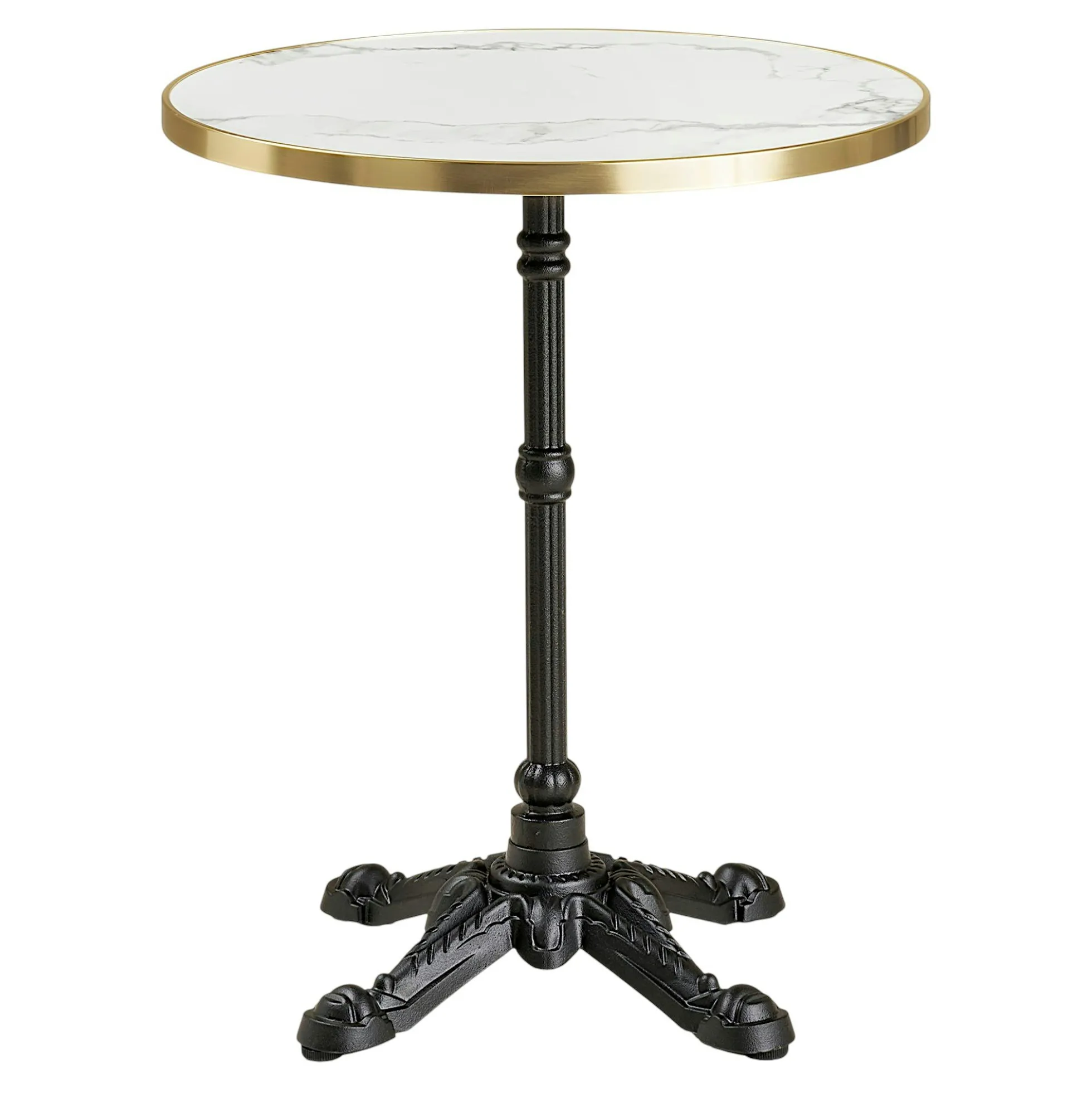Table bistrot ronde effet marbre blanc pied fonte Ø60 cm TORANO