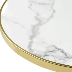 Table bistrot ronde effet marbre blanc pied alu Ø60 cm TORANO