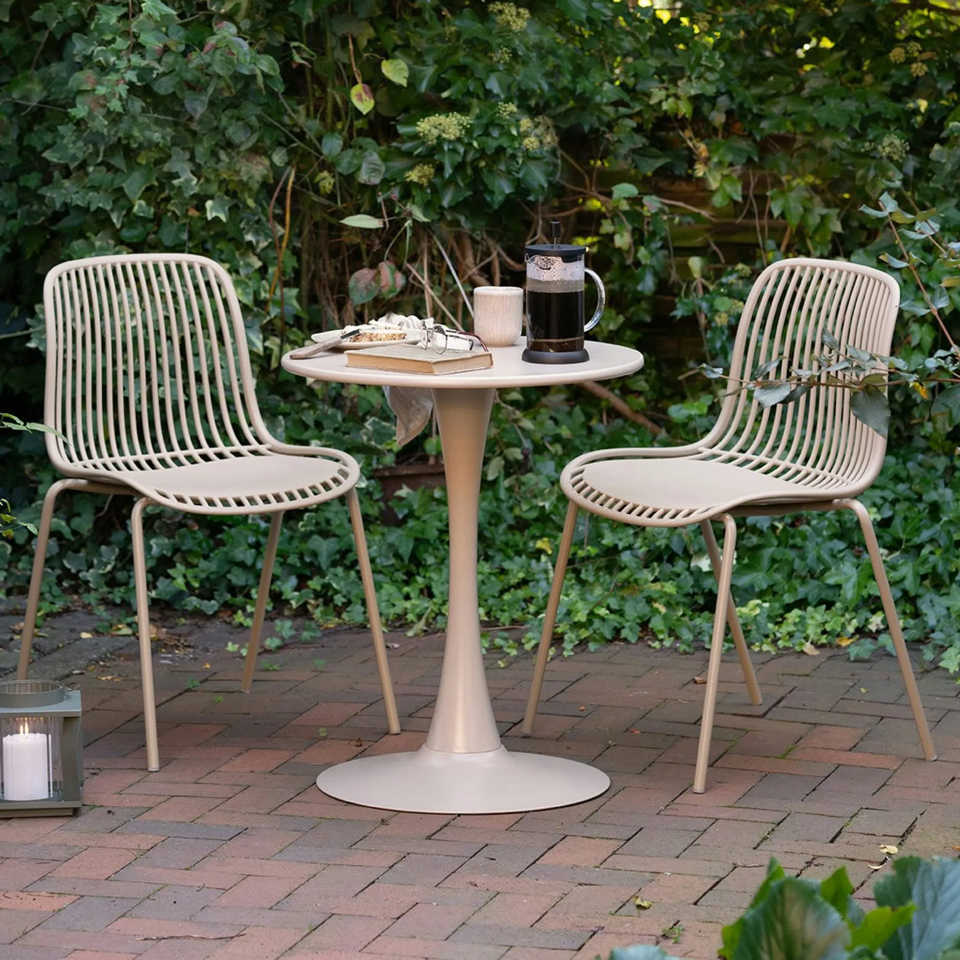 Table bistrot ronde en acier taupe ø60 cm RHODES