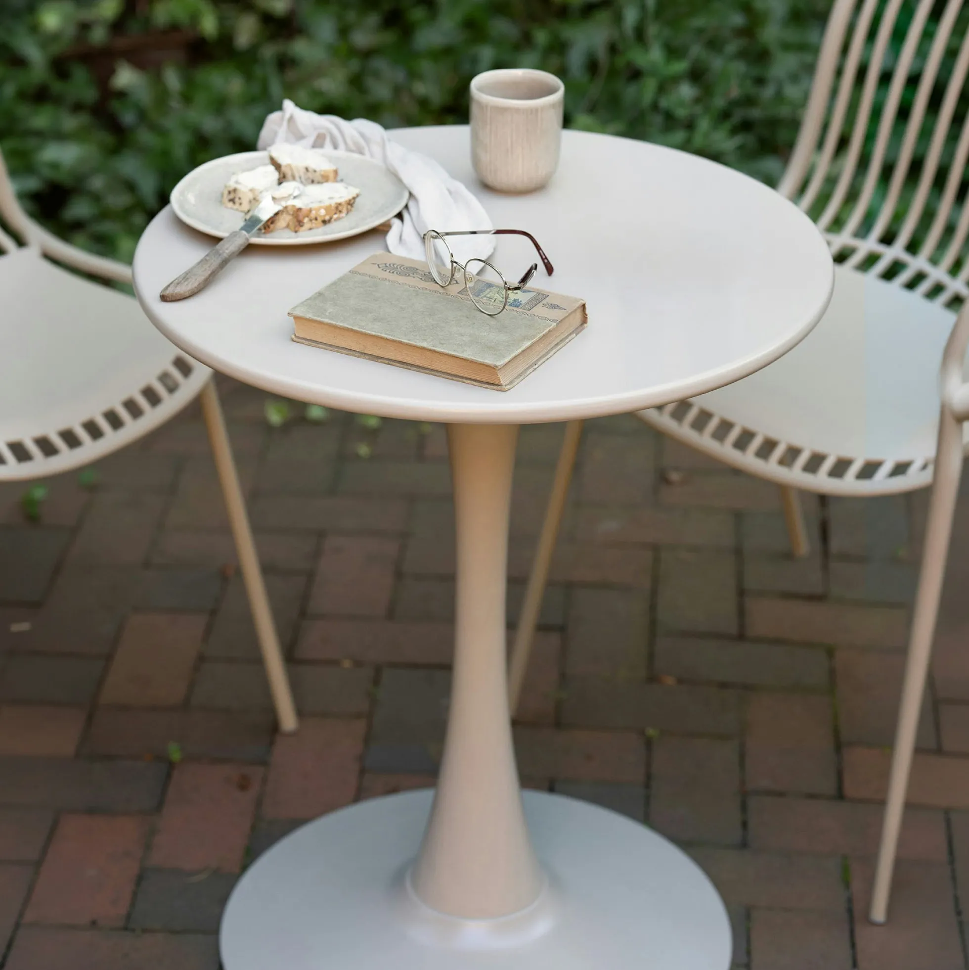 Table bistrot ronde en acier taupe ø60 cm RHODES