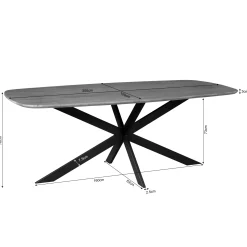 Table bords arrondis bois noir 200 cm UTAH