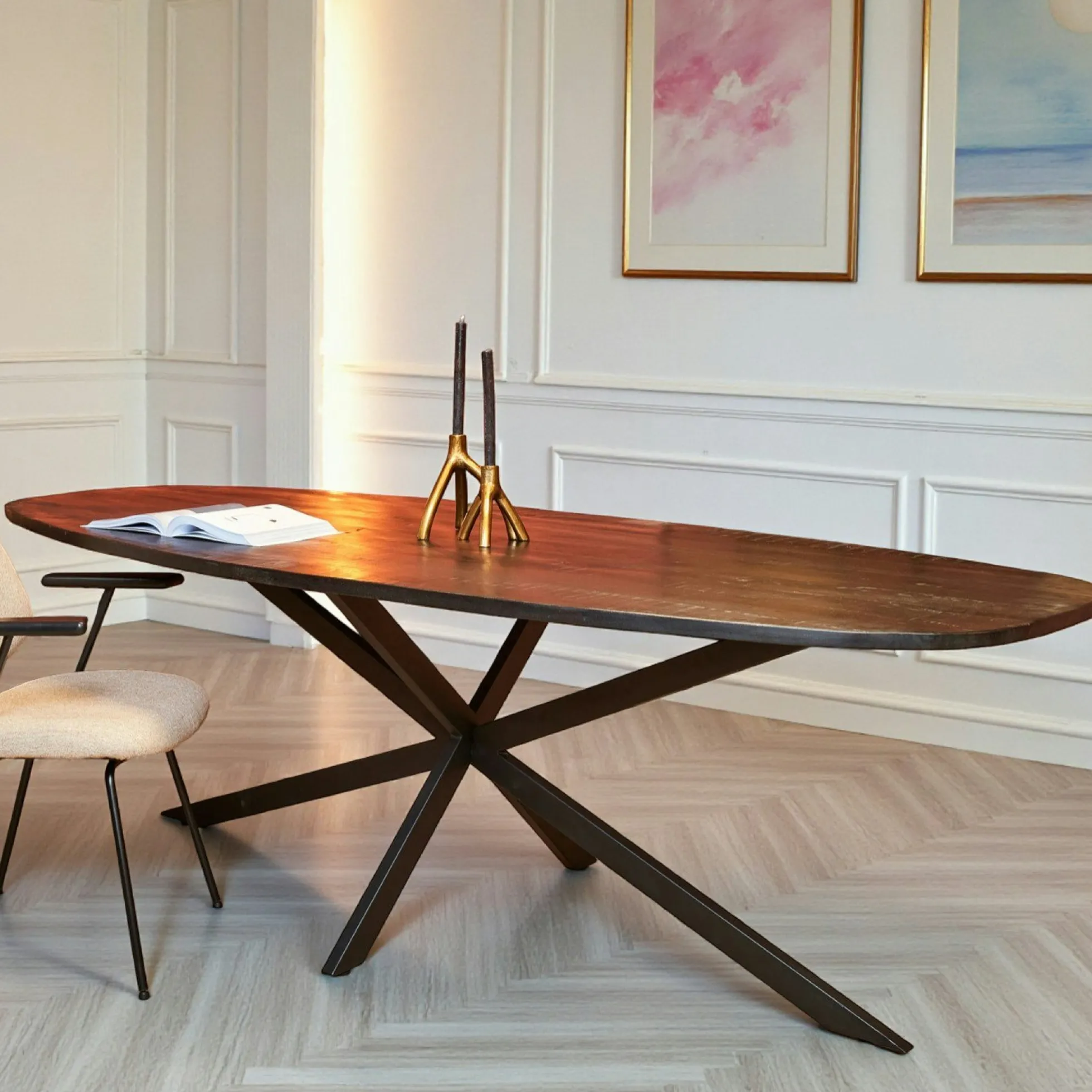 Table bords arrondis bois noir 240 cm UTAH