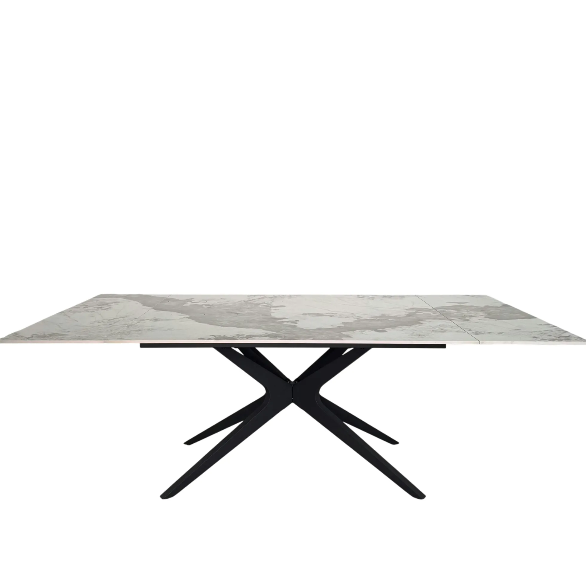 Table carrée céramique effet marbre blanc 140-220 cm LOMBARDIE