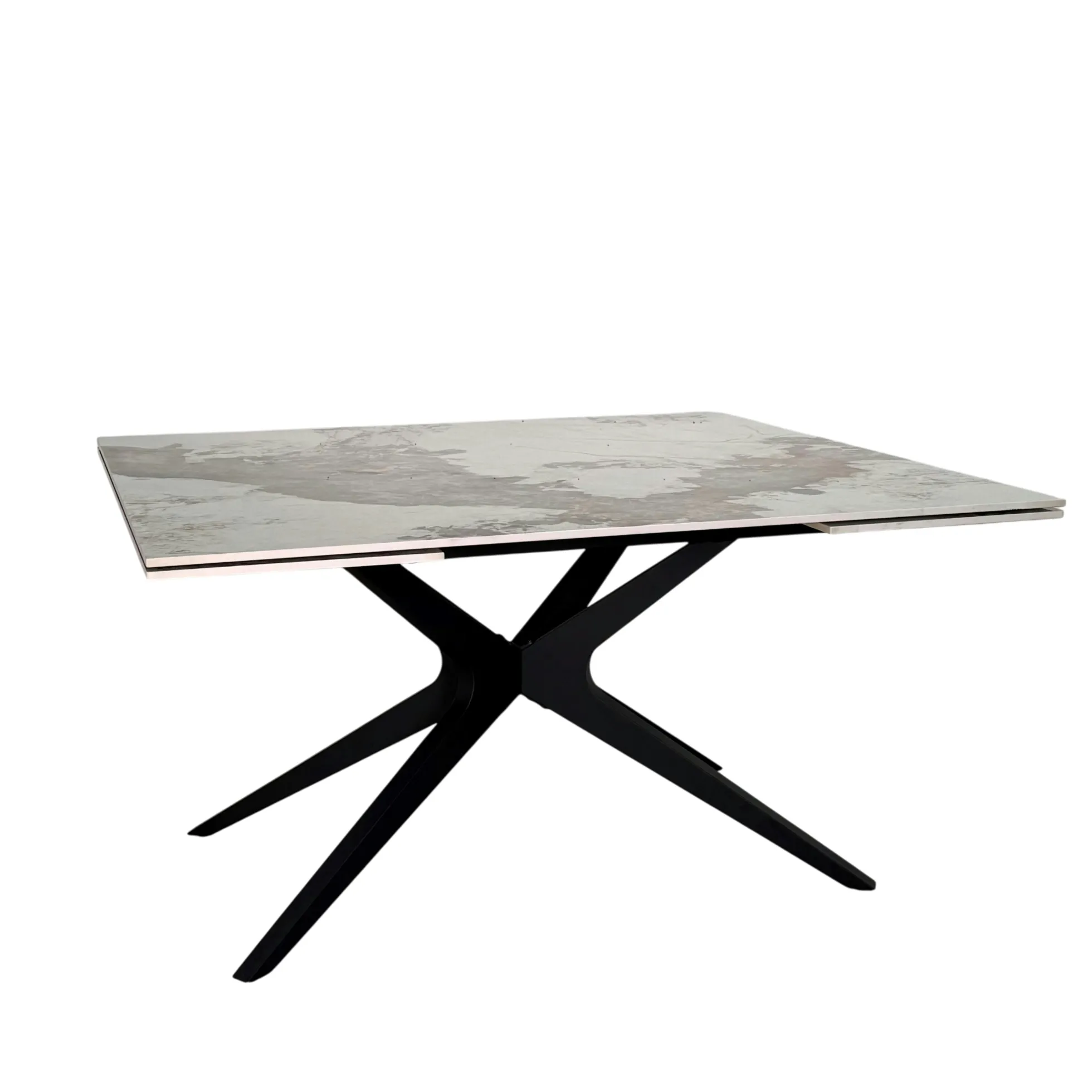 Table carrée céramique effet marbre blanc 140-220 cm LOMBARDIE