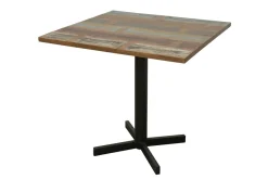 Table carrée en Hévéa recyclé coloré et pieds métal en croix 80x80x76cm LOFT COLORS