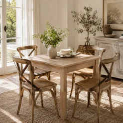 Table carrée extensible effet bois 80-120 cm ALVA