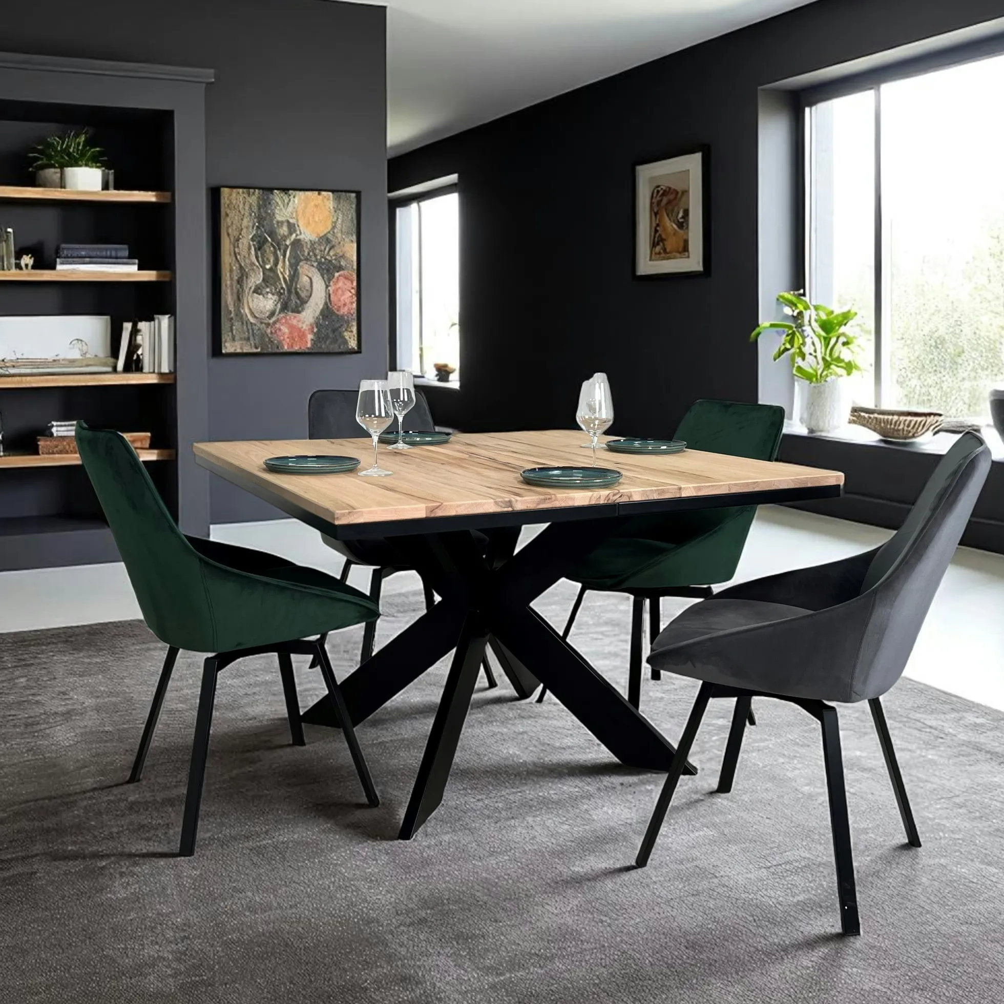 Table carrée extensible en chêne blanc 120 cm PALERME