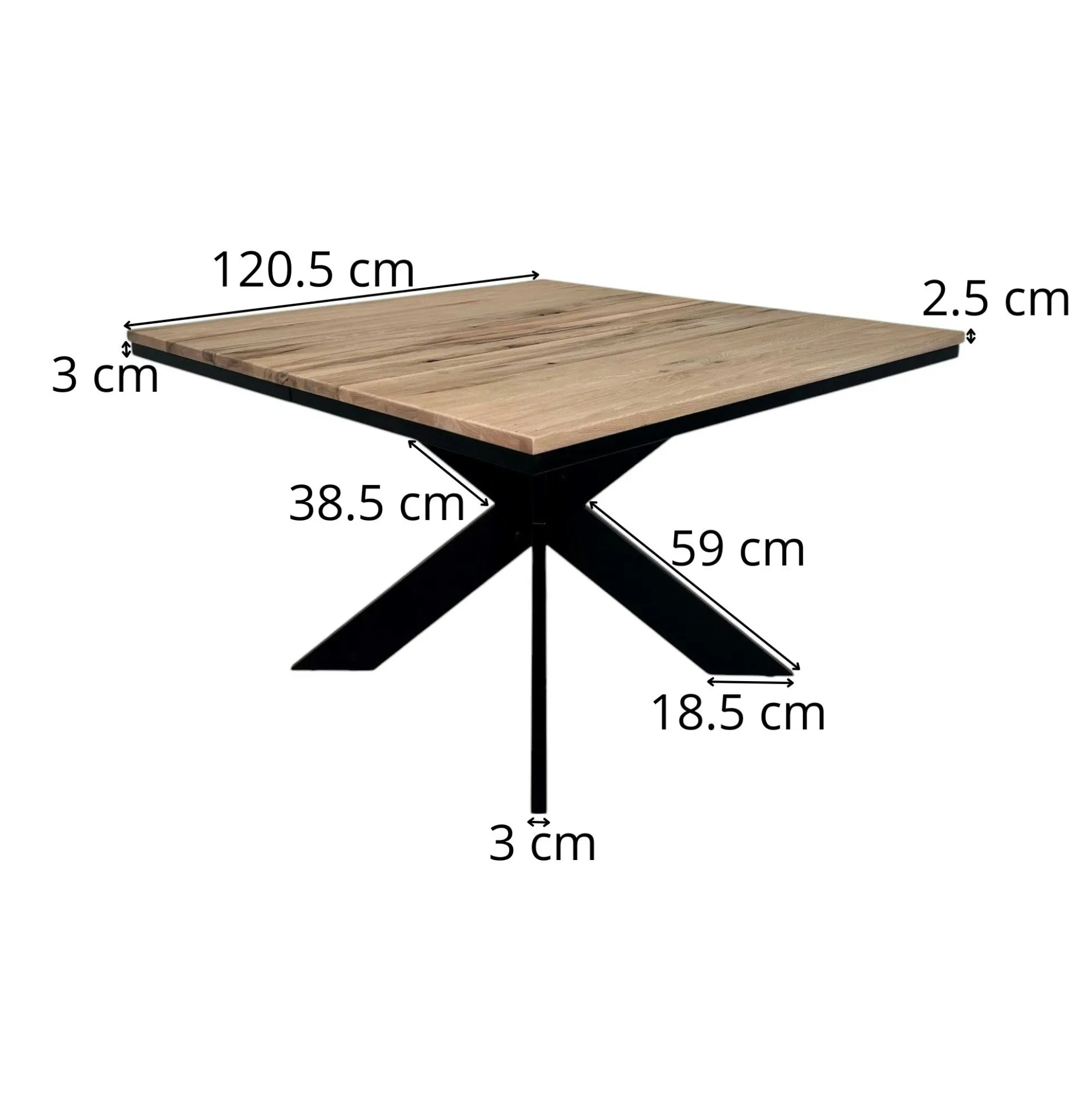 Table carrée extensible en chêne blanc 120 cm PALERME