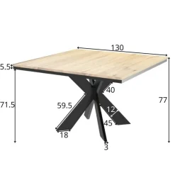 Table carrée extensible en chêne blanc 130 cm PALERME