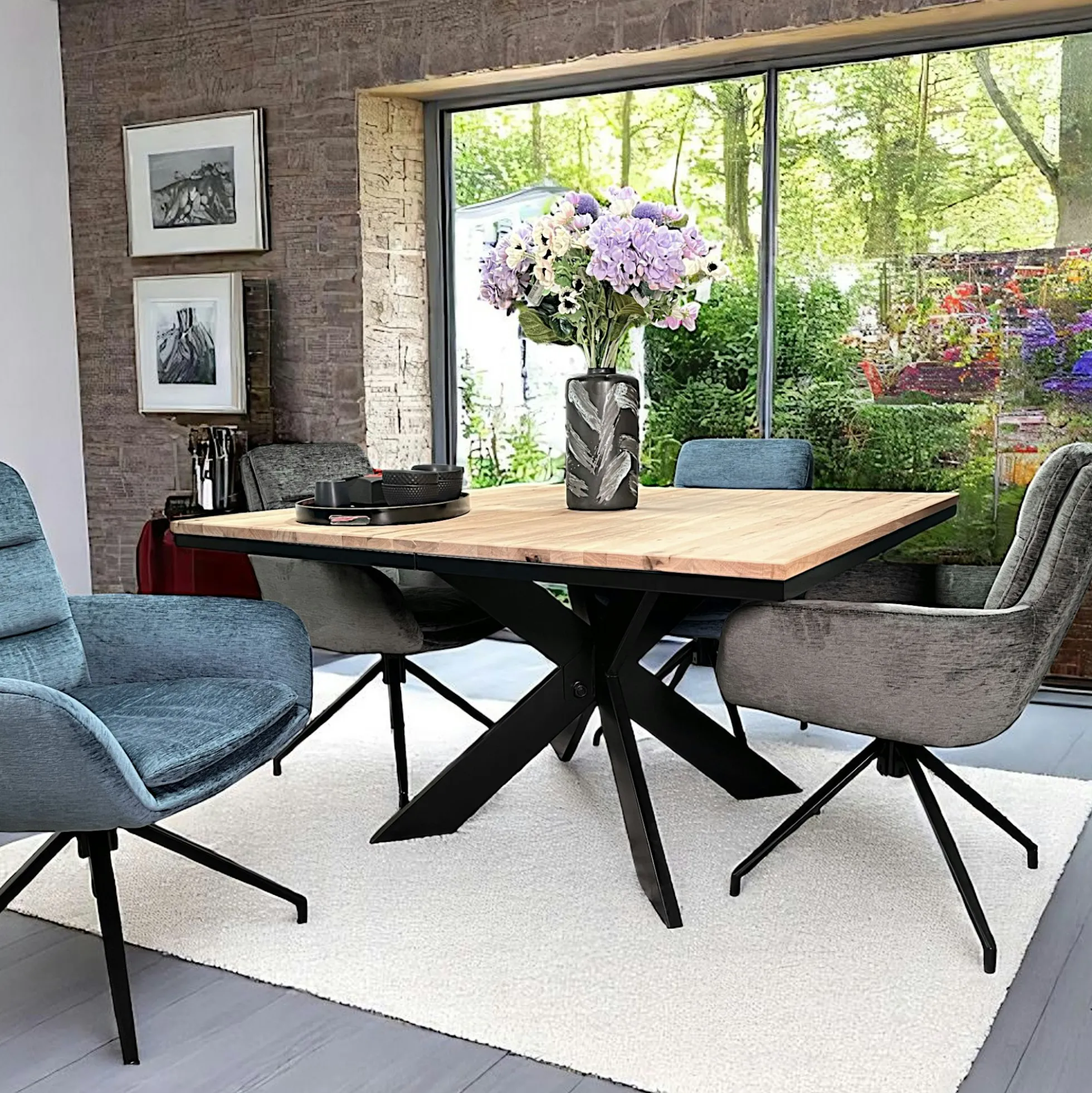 Table carrée extensible en chêne blanc 130 cm PALERME