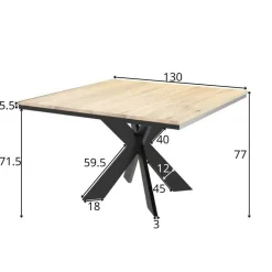 Table carrée extensible en chêne huilé 130 cm PALERME
