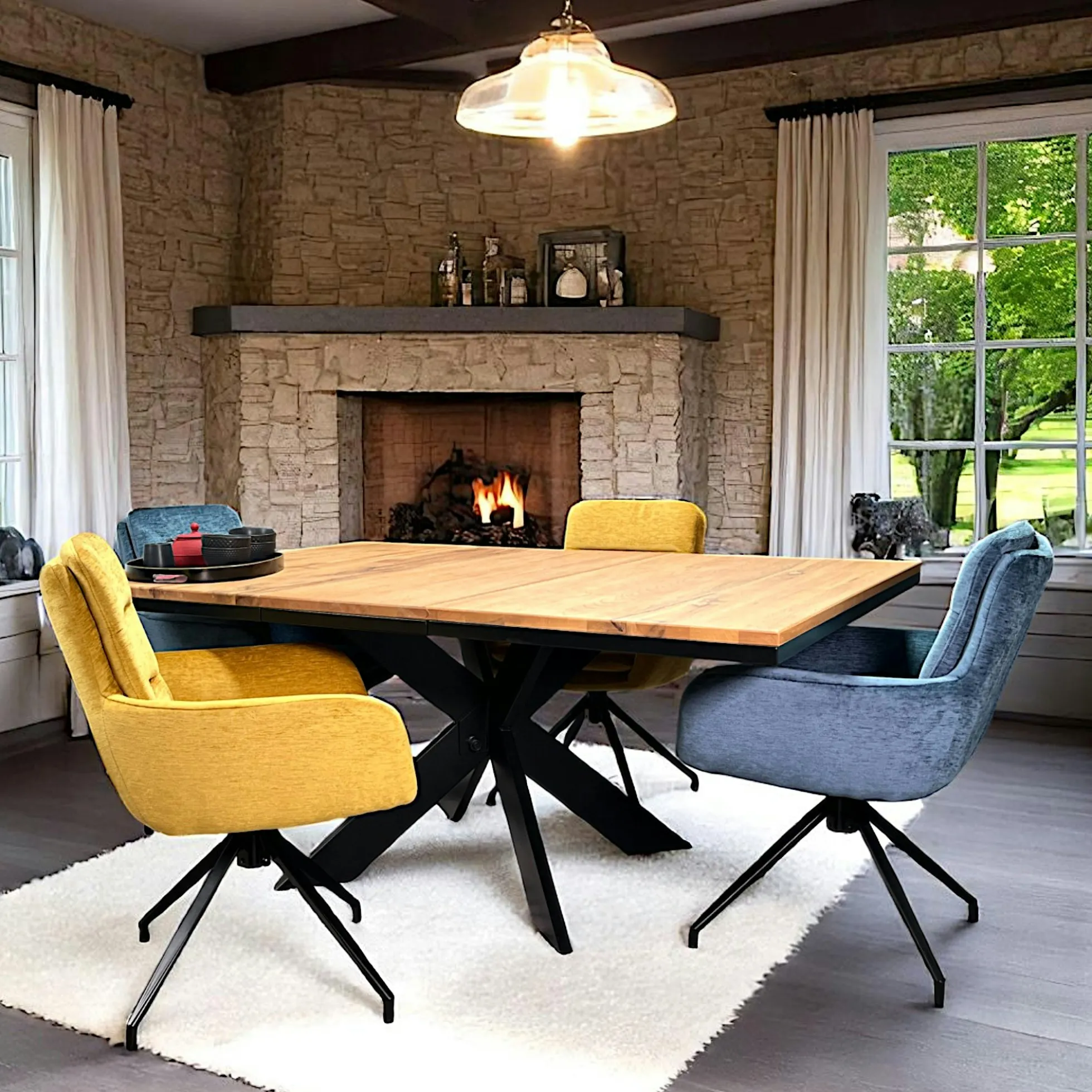 Table carrée extensible en chêne huilé 130 cm PALERME