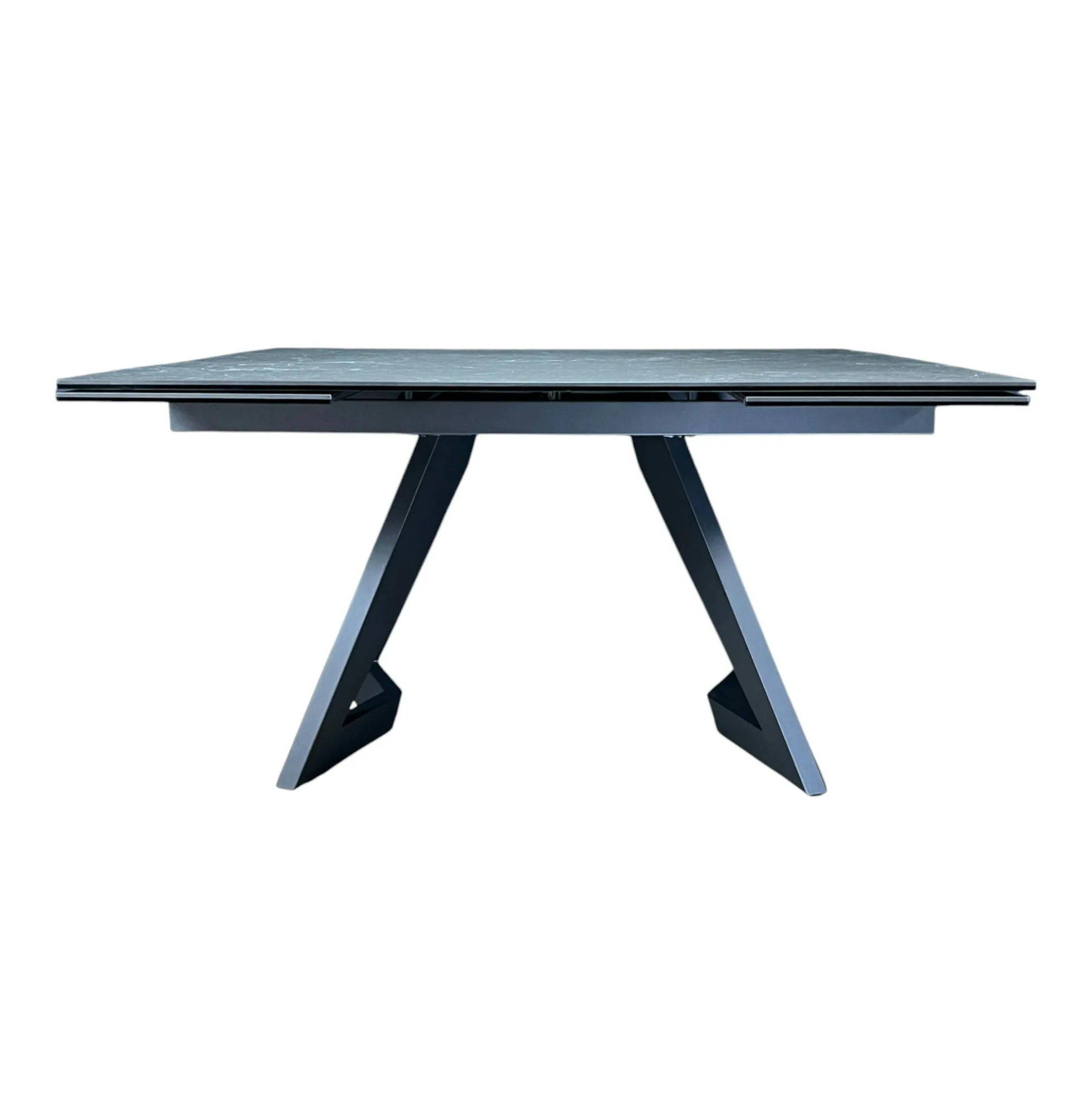 Table carrée extensible en céramique marbrée anthracite 140-220 cm LOMBARDIE