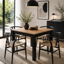 Table carrée extensible esprit bistrot 80-120 cm ALVA