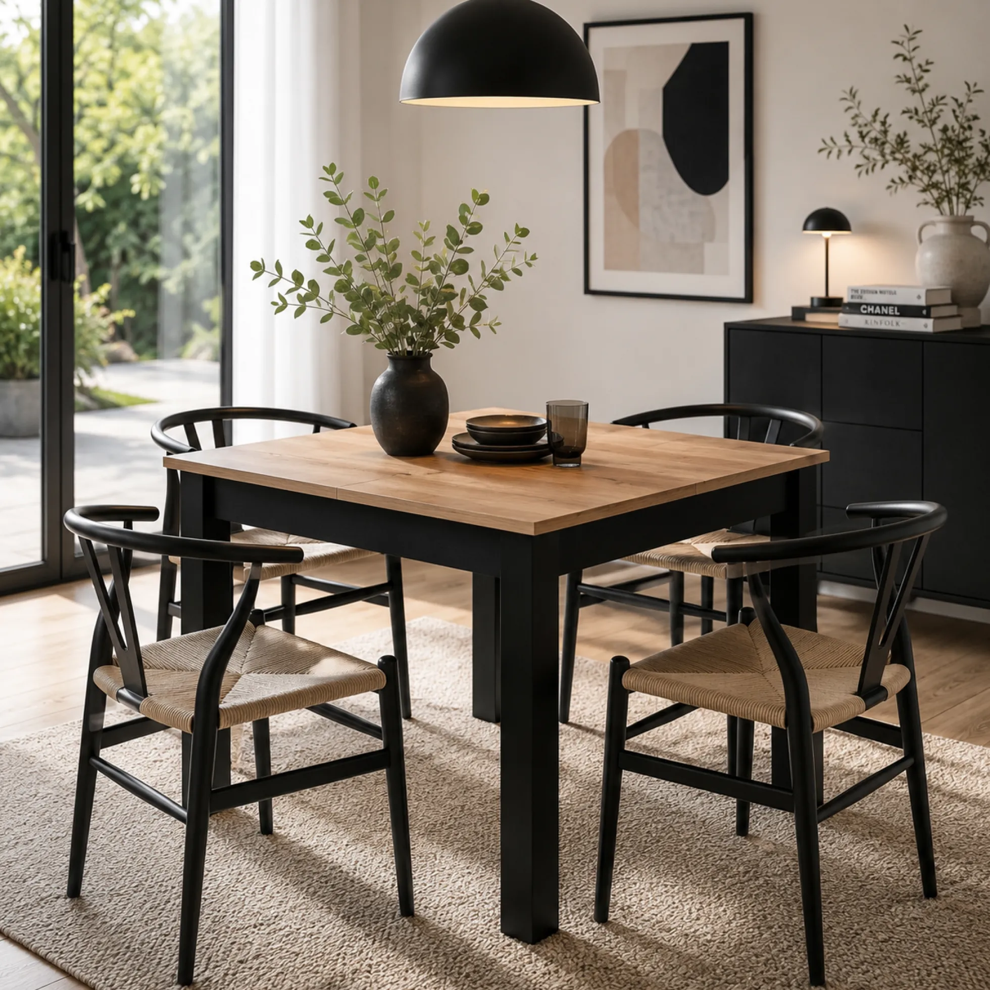 Table carrée extensible esprit bistrot 80-120 cm ALVA