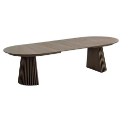 Table chêne brun pied baguette extensible 200/250/300 cm AMSTERDAM