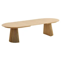 Table chêne clair pied baguette extensible 200/250/300 cm AMSTERDAM