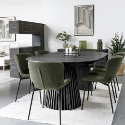 Table chêne noir pied baguette extensible 200/250/300 cm AMSTERDAM