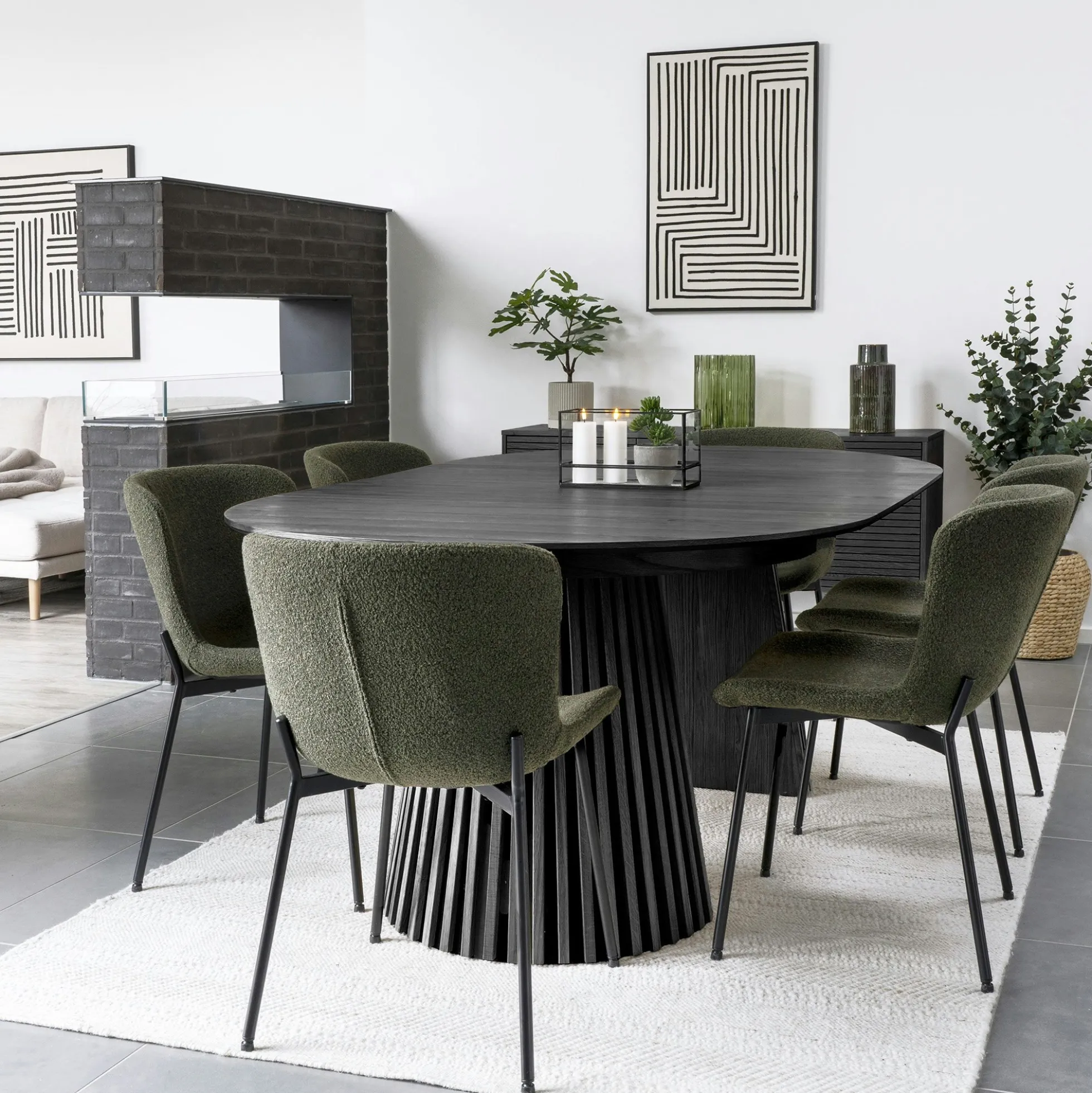 Table chêne noir pied baguette extensible 200/250/300 cm AMSTERDAM