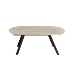 Table céramique décor travertin pieds bronze 140-180 cm LORA