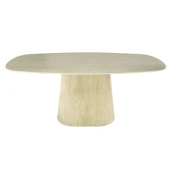 Table céramique effet travertin, bords ronds 180 cm ASCOLI