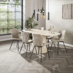 Table céramique effet travertin, bords ronds 180 cm ASCOLI
