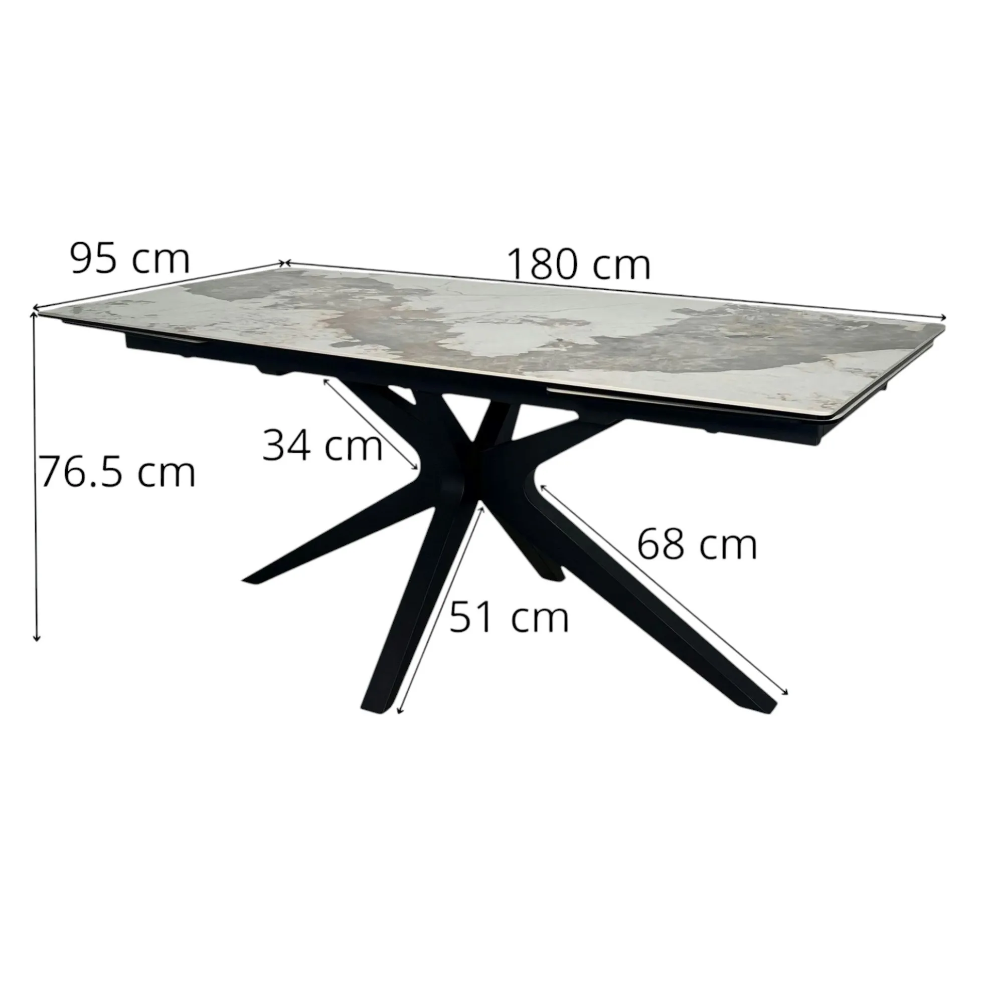 Table céramique extensible effet marbré 180-280 cm LOMBARDIE