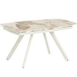 Table céramique extensible fini marbre contrasté 140-210 cm LORA