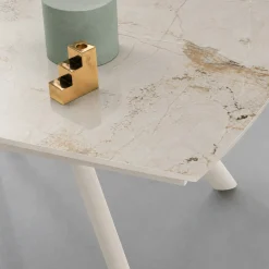 Table céramique extensible fini marbre contrasté 140-210 cm LORA