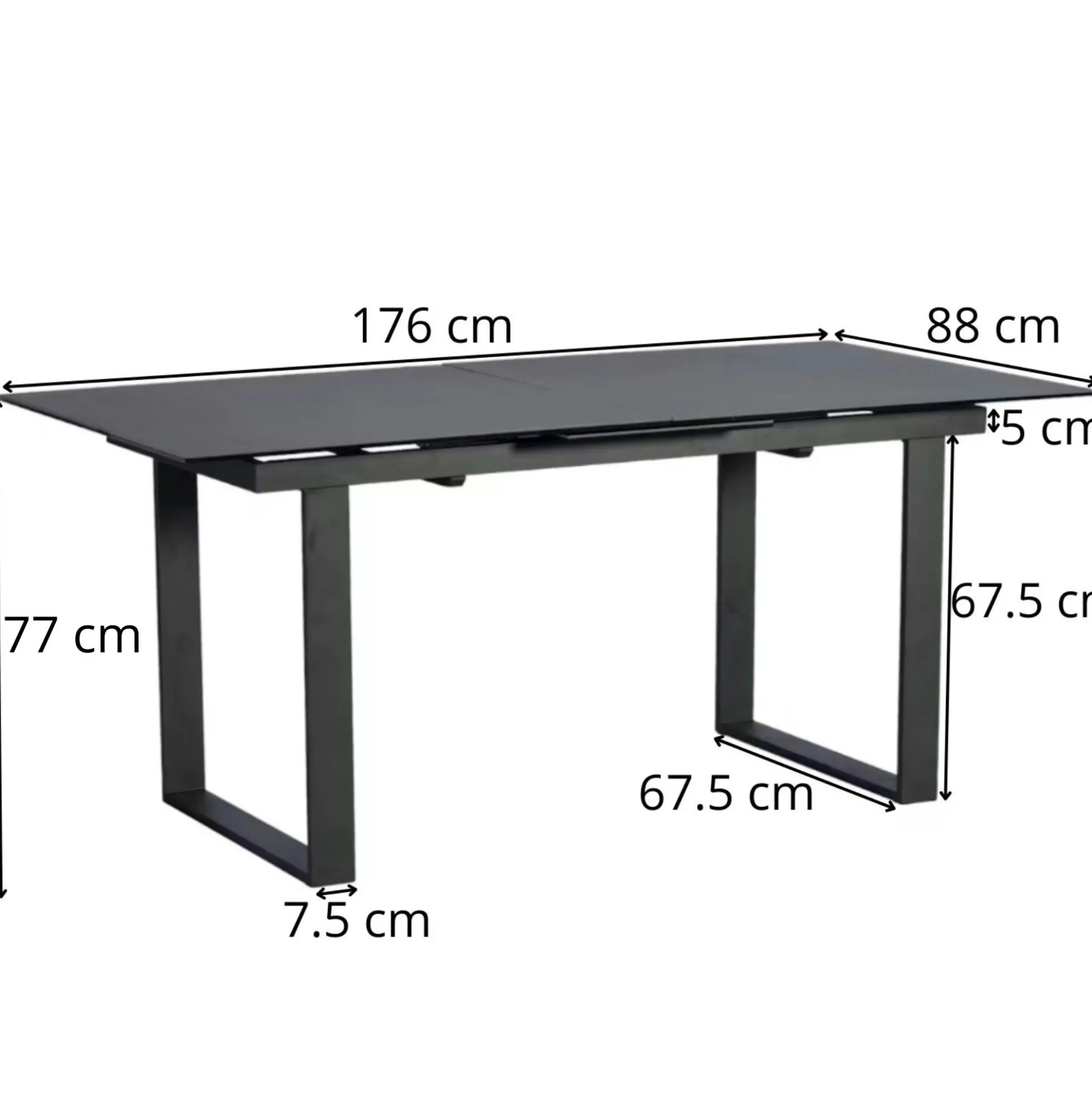 Table céramique extensible gris foncé 176 cm-216 cm TORONTO