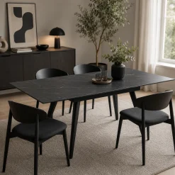 Table céramique extensible marbre noir 120-180 cm LORA