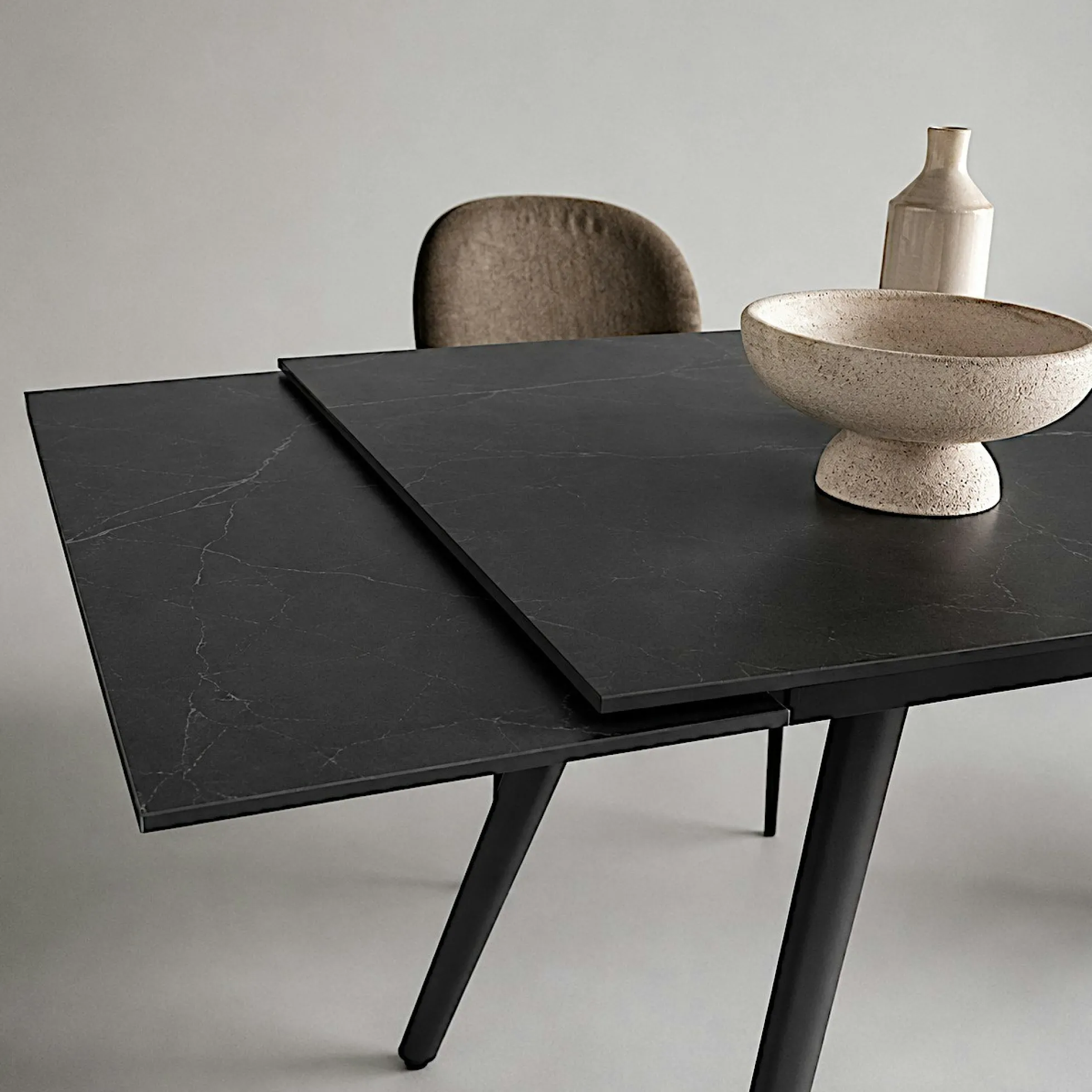 Table céramique extensible marbre noir 120-180 cm LORA