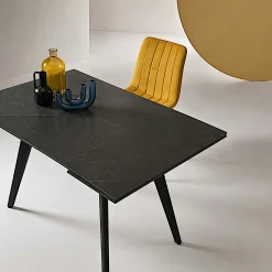 Table céramique extensible marbre noir 120-180 cm LORA