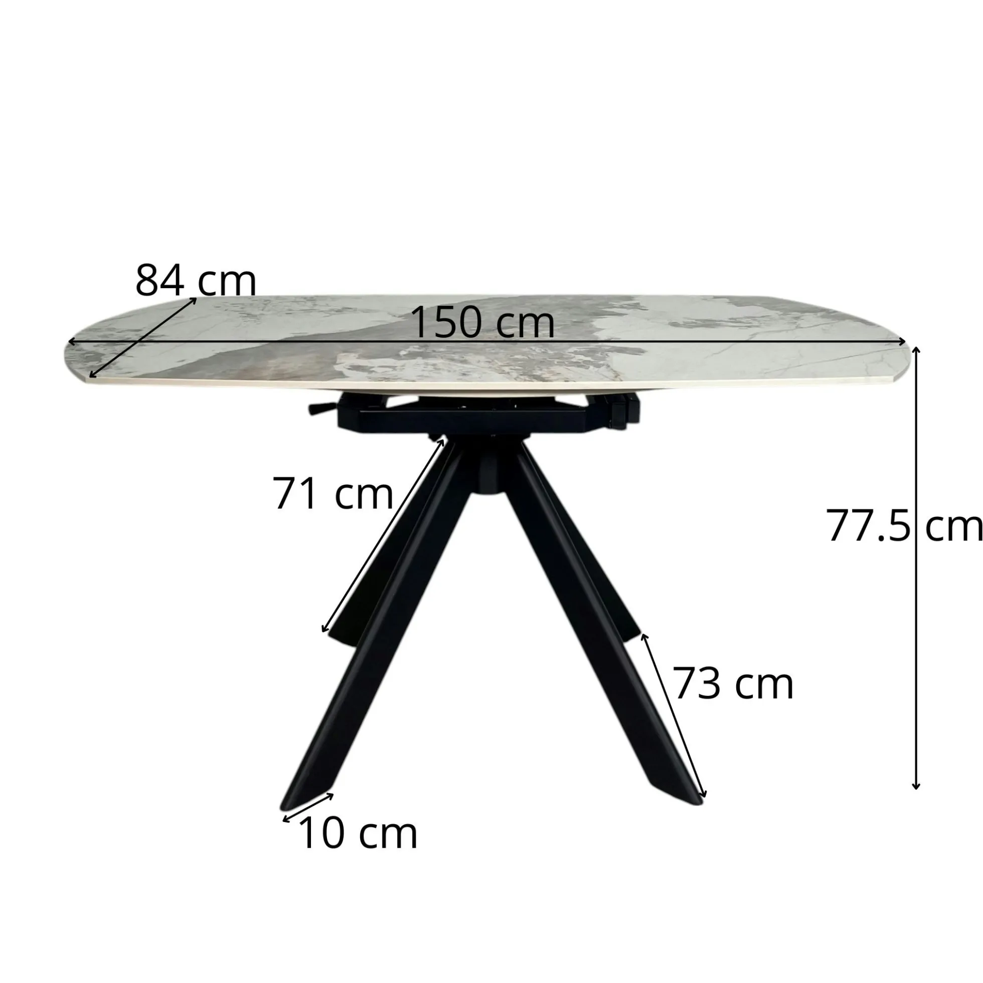 Table céramique extensible - pied central 150 cm LOMBARDIE