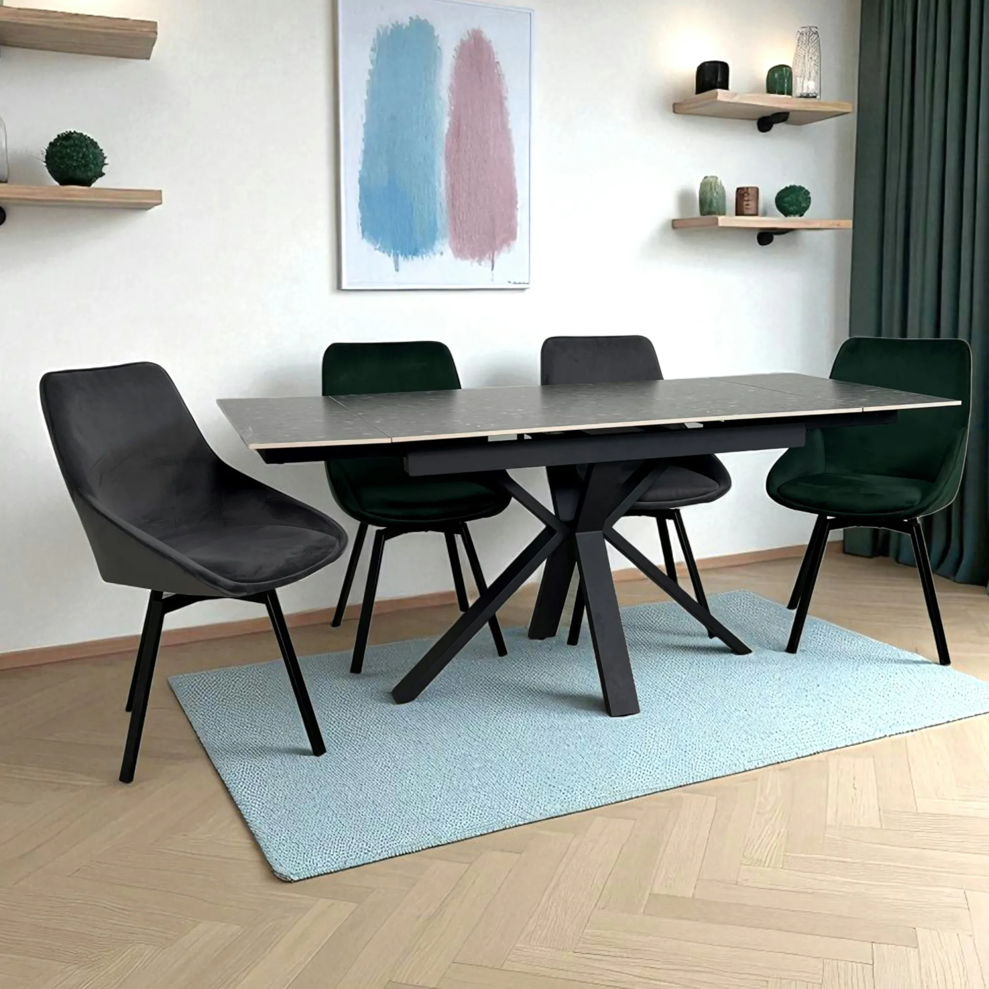 Table céramique extensible - terrazzo gris 120-180 cm VICO