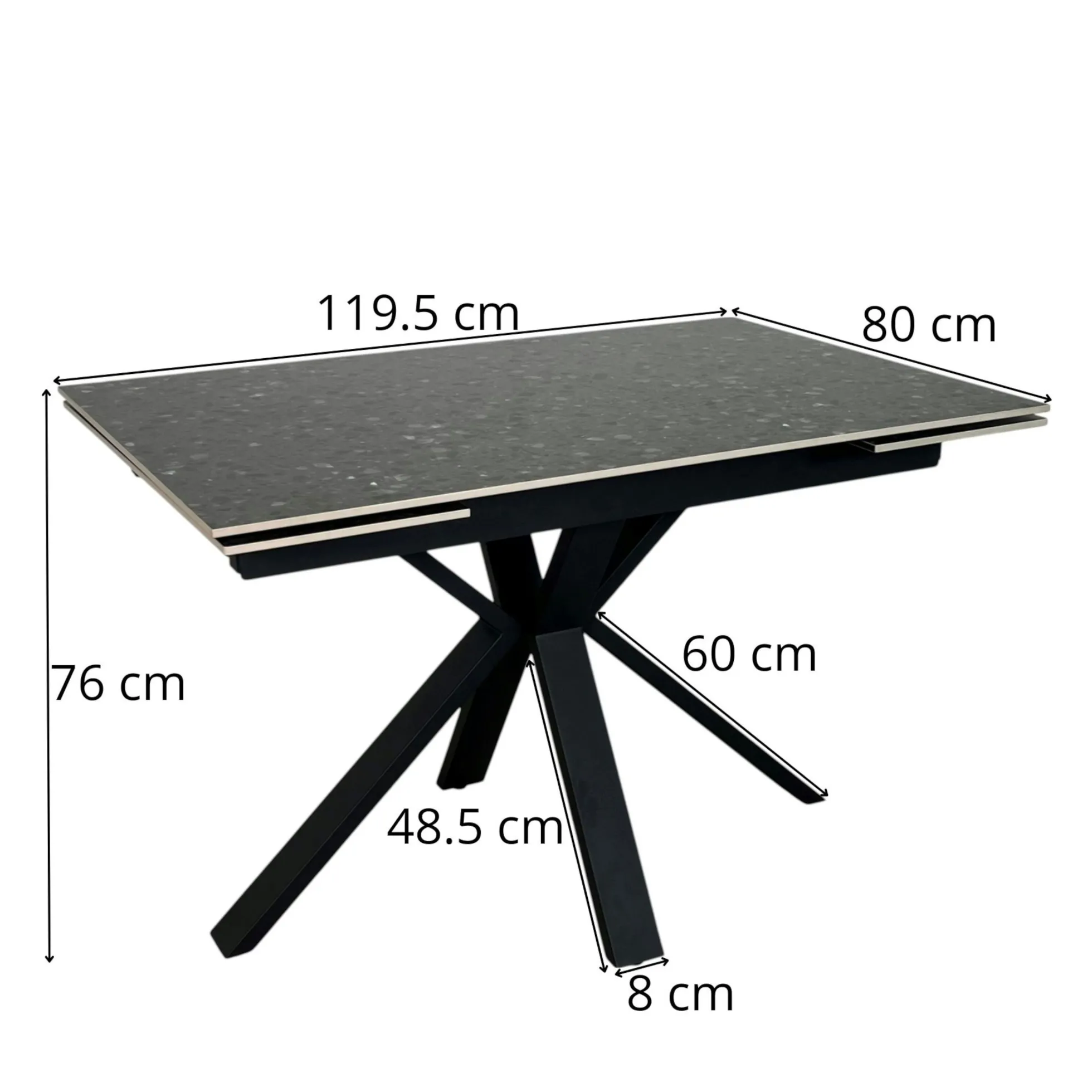 Table céramique extensible - terrazzo gris 120-180 cm VICO
