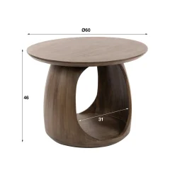 Table d’appoint bois brun – rangement intégré, 46 cm MYSORE