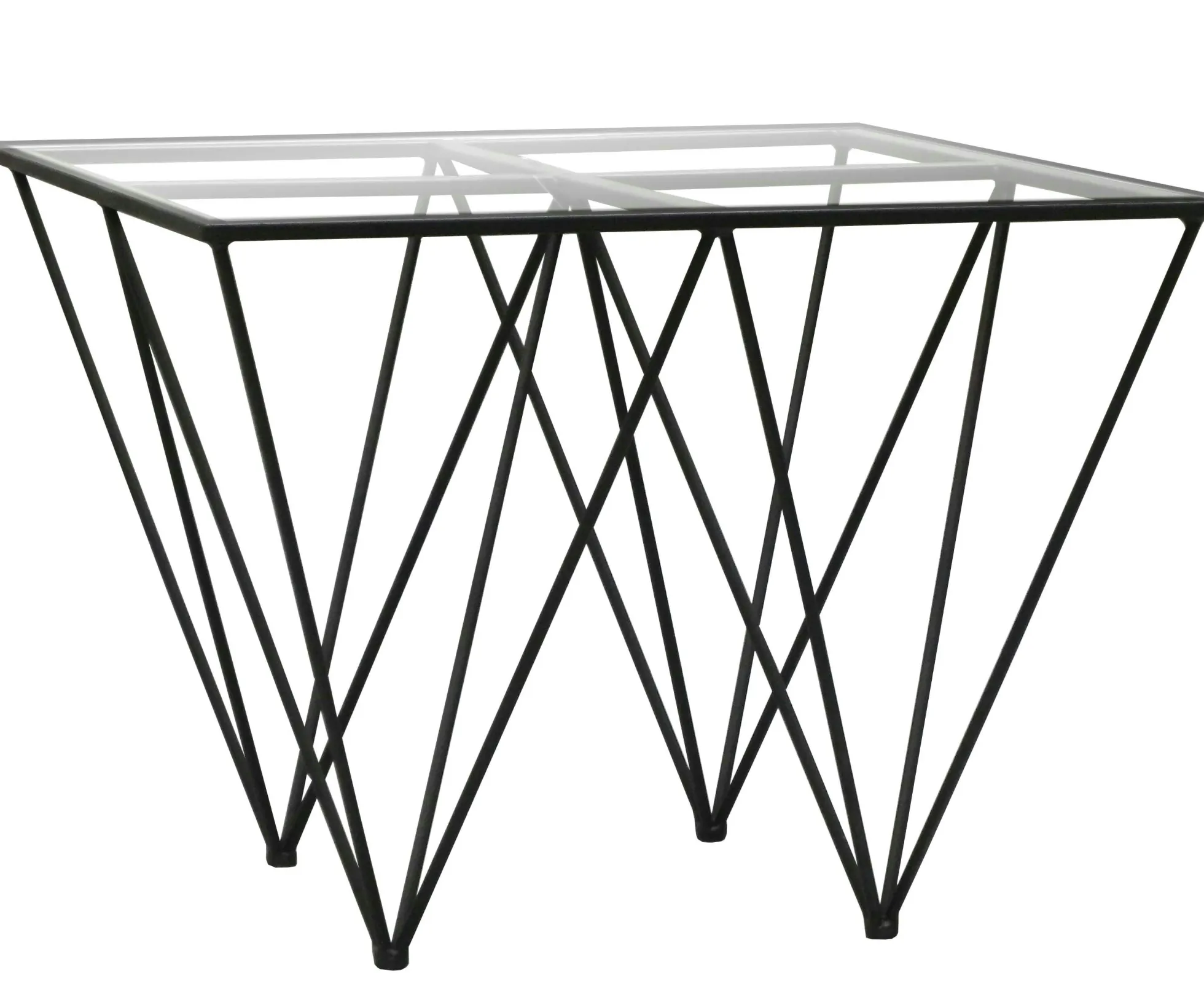 Table d'appoint Bout de Canapé Design verre et métal LOUVRE