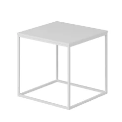 Table d'appoint carrée blanche structure métal JENA