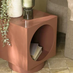 Table d'appoint carrée en bois peint terracotta CASTILLE