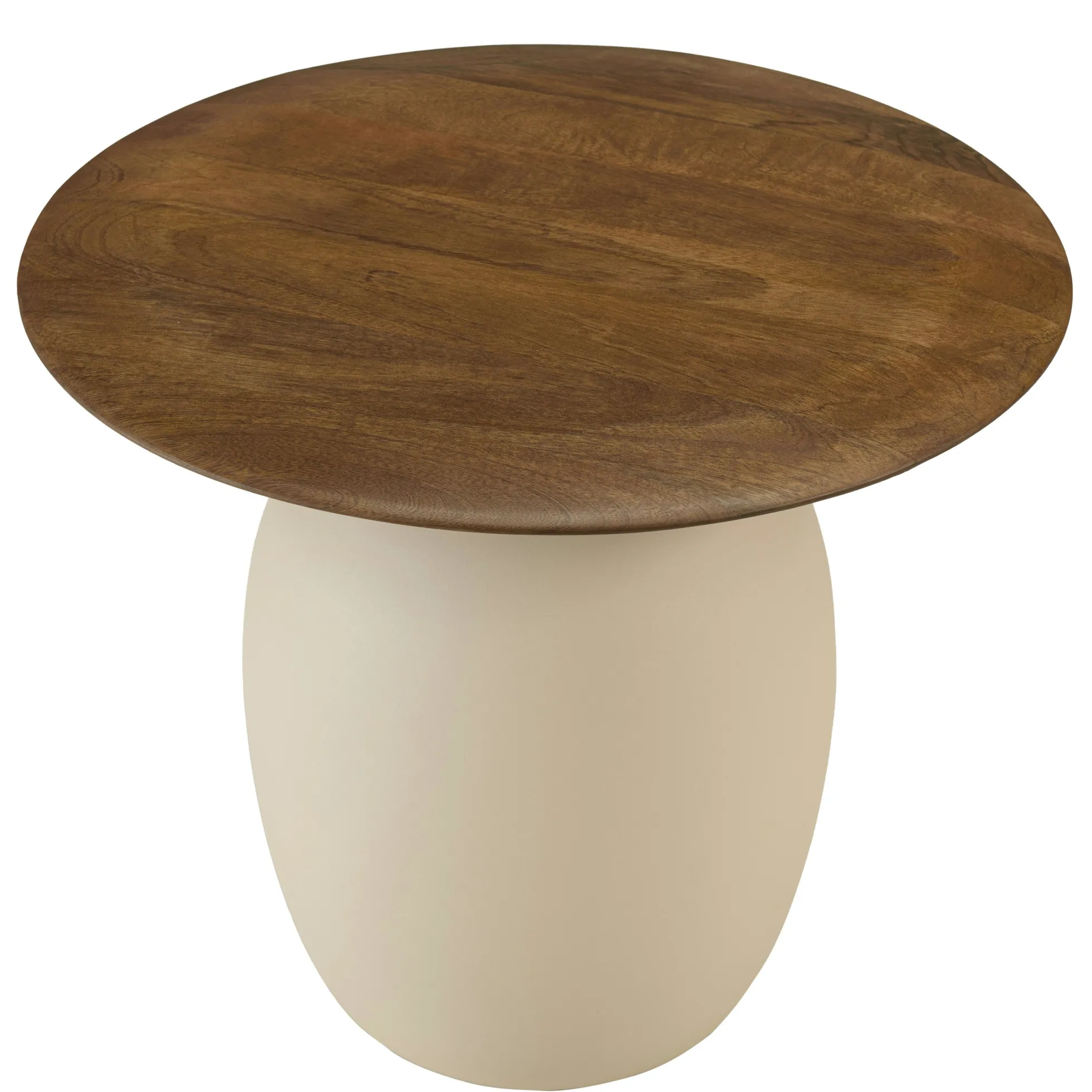 Table d'appoint 48 cm plateau en manguier pied ivoire TOSCA
