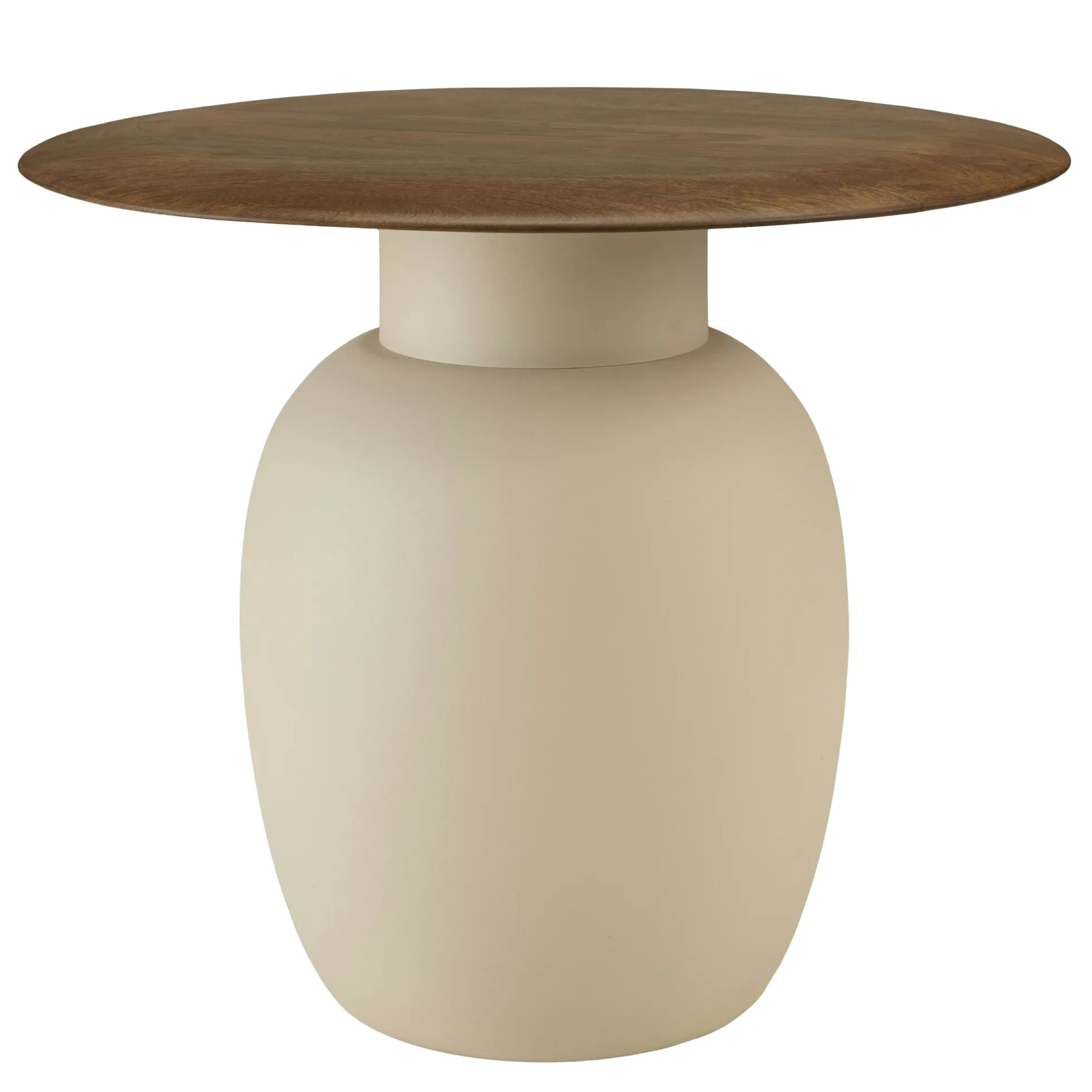 Table d'appoint 48 cm plateau en manguier pied ivoire TOSCA