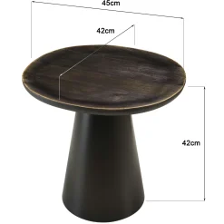Table d'appoint 45 cm plateau en manguier émaillé pied métal TOSCA