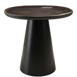 Table d'appoint 45 cm plateau en manguier émaillé pied métal TOSCA
