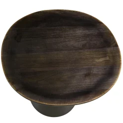 Table d'appoint 45 cm plateau en manguier émaillé pied métal TOSCA