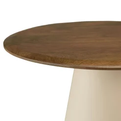Table d'appoint 40 cm plateau en manguier pied ivoire TOSCA