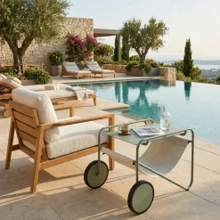 Table d'appoint de jardin en aluminium vert argile OSLO