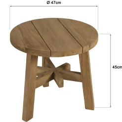 Table d'appoint de jardin ronde en bois de teck recyclé naturel D47 cm SANTO