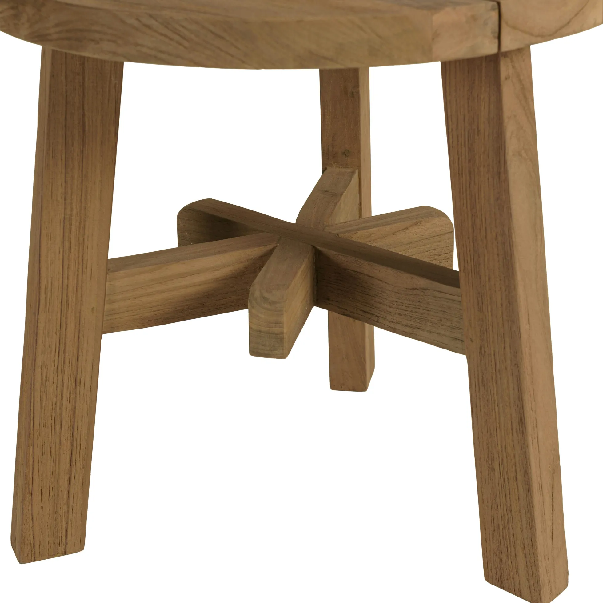 Table d'appoint de jardin ronde en bois de teck recyclé naturel D47 cm SANTO